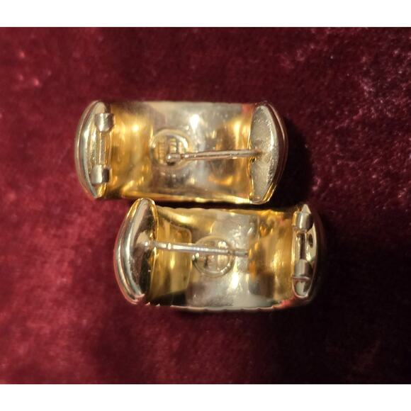 18K Solid Yellow Gold Omega Clip Back Post Hoop Earrings READ DESCRIPTION!! - Picture 8 of 16